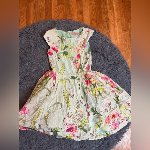 Ted Baker Summer Garden Party Floral Silk Dress Size 6 - Picture 2 of 7